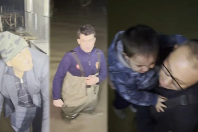 Selde kalan 11 kişilik aile kurtarıldı